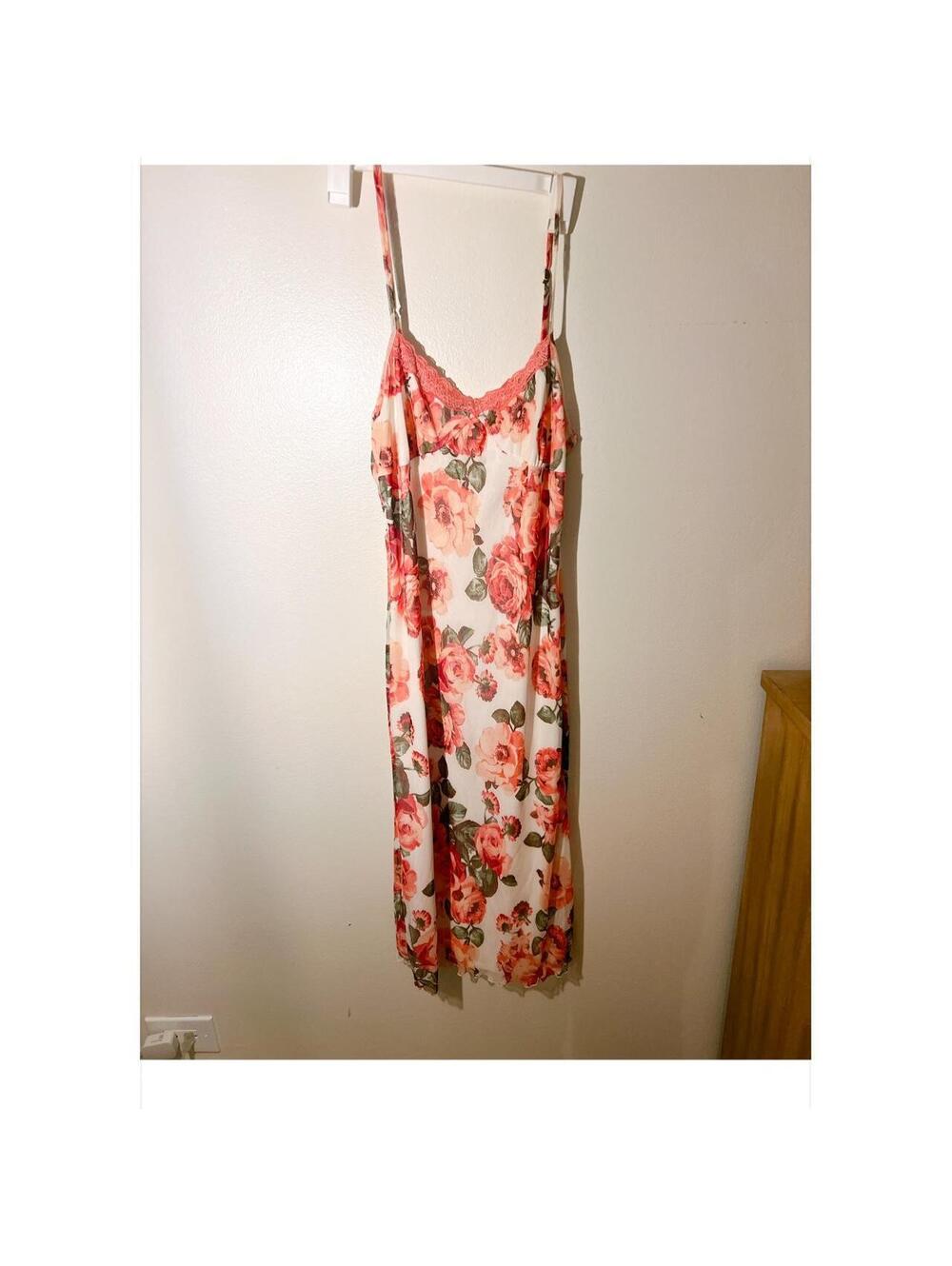 Cute pink floral midi slip dress